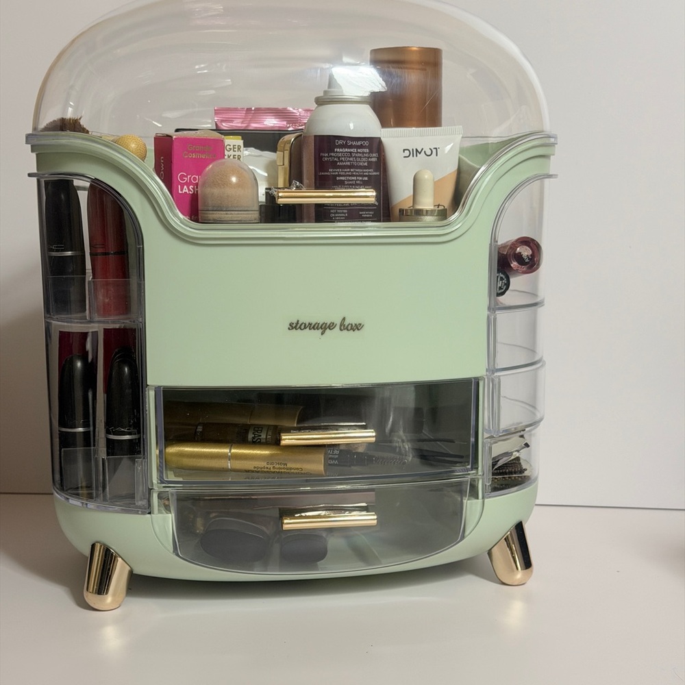 Mint Green Storage Box with Gold Accents